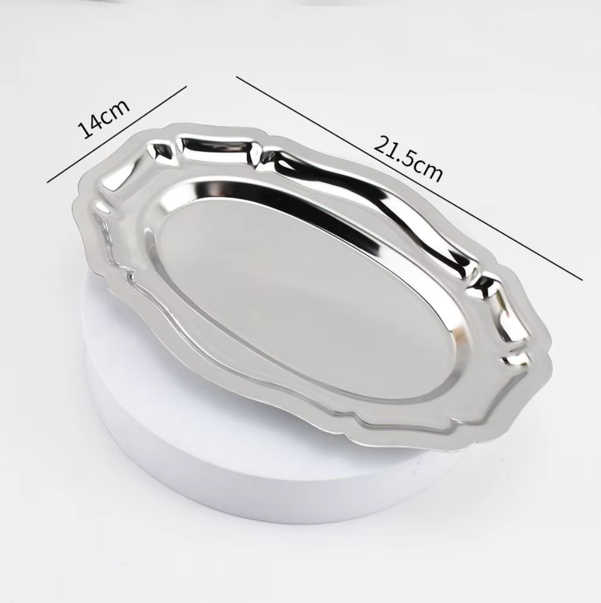 Belle Époque – Vintage Edelstahl Servierplatte im französischen Stil