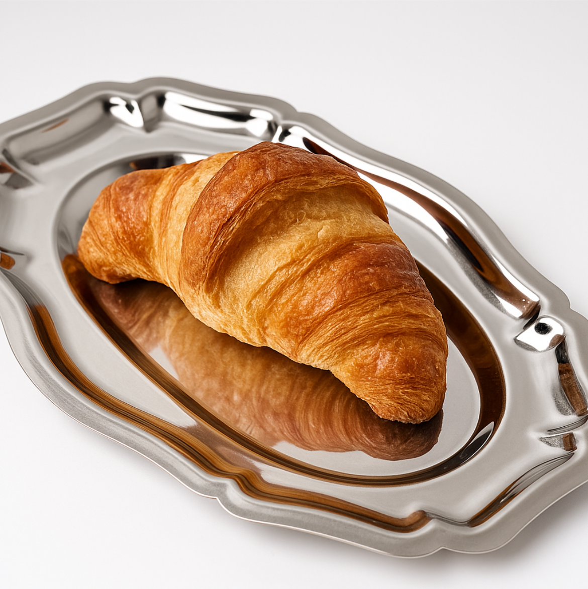 Belle Époque – Vintage Edelstahl Servierplatte im französischen Stil